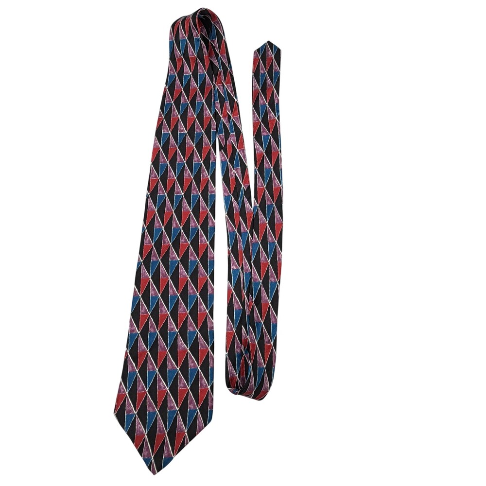 Louis Feraud Tie Mens 3.75"x58" Multicolor Geometric 100% Silk Woven Classic